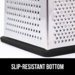 GORILLA GRIP XL 4-Sided Cheese Grater With Container, 100% BPA-Free Stainless Steel Box Graters, Parmesan Shredder, Grate Cheeses, Shred Veggies, Slip Resistant Handle, Dishwasher Safe Zester, Black - Image 6