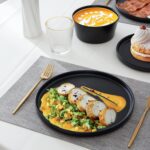 Ceramic Dinnerware Set for 4, 12-Piece Plates and Bowls Set for Kitchen and Dining, Modern Dishes Set, Dishwasher & Microwave Safe,Black - Image 7