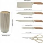 Kitchen Knife Set, TownSelection 6-Pieces Khaki Sharp Knife Set for Kitchen, Non-stick Non-slip Stainless Steel Chef Knife Set with Universal Knife Block Suitable for Home & Restaurant (Khaki) - Image 7