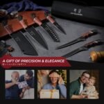 Kitchen Knife Set with Bag - 6 PCS Chef Knife Set - Cleaver, Boning, Fillet, Santoku, Kitchent Utility Knife, Chef Knife with Full Tang Wooden Handle, Butcher Knife Set for Men, Ideal Gift - Image 7