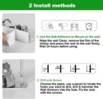 5 Racks and 4 Hooks Mop and Broom Holder Wall Mount, Self Adhesive Heavy Duty Broom Hanger Organizer Storage Tool Racks for Kitchen Garden Laundry Garage - Image 7