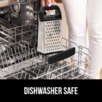 GORILLA GRIP XL 4-Sided Cheese Grater With Container, 100% BPA-Free Stainless Steel Box Graters, Parmesan Shredder, Grate Cheeses, Shred Veggies, Slip Resistant Handle, Dishwasher Safe Zester, Black - Image 8