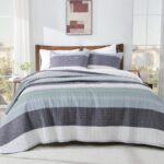 King Size Quilt Set Sage Green, 3 Pieces Mint Green Ultra Soft Lightweight Bedspreads & Coverlets Set, Patchwork Striped Quilted Bedding Sets for All Seasons (1 Quilt, 2 Pillow Shams) - Image 8