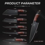 Kitchen Knife Set with Bag - 6 PCS Chef Knife Set - Cleaver, Boning, Fillet, Santoku, Kitchent Utility Knife, Chef Knife with Full Tang Wooden Handle, Butcher Knife Set for Men, Ideal Gift - Image 8